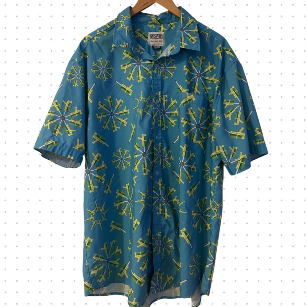 RSVLTS Blue and Yellow Patterned Men's Shirt
